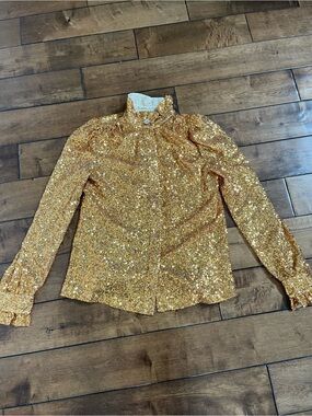 NWT Manoush Gold Sequin Blouse Size 4